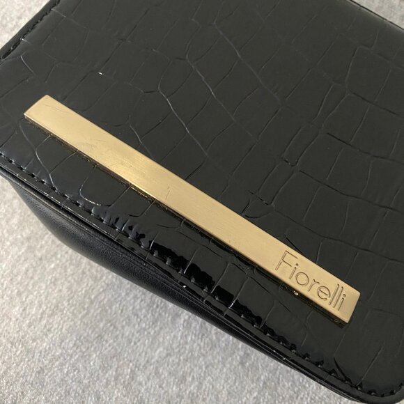 Fiorelli Faux Crocodile Leather Black Gold Detail Crossbody Bag - Picture 9 of 15